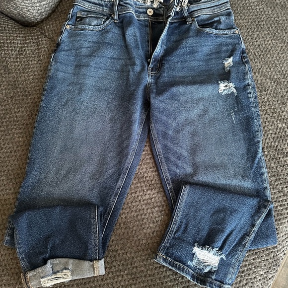 KanCan Dark Blue Distressed Boyfriend Jeans - Picture 2 of 4